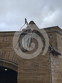 Historical laterne enlightening the entrance to the Hohenzollern castle