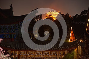 Historical Lijiang Dayan old town at night.