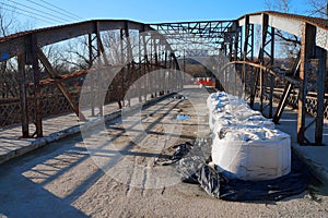 The historical metal bridge in Lipova, Arad county.