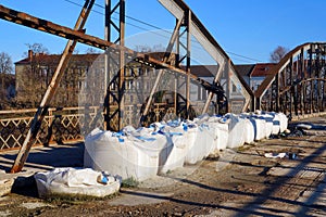 The historical metal bridge in Lipova, Arad county.