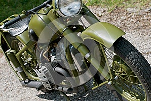 Historical military green motorbike