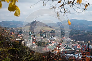 Banska Stiavnica in autumn, Calvary in the background, Slovakia