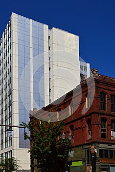Historical and Modern Building in Downtown Portland, Oregon