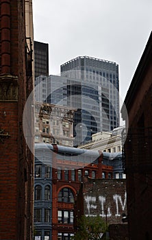 Historical and Modern Buildings in Dowtown Seattle at the Puget Sound, Washington