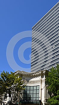 Historical and Modern Buildings in Dowtown Seattle at the Puget Sound, Washington