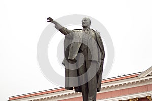 Historical monument to Lenin on the square in Russia during the day