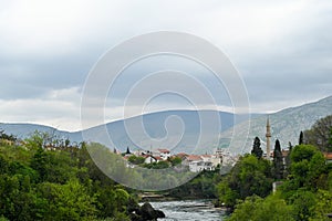 Historical Mostar Bridge known also as Stari Most or Old Bridge in Mostar, Bosnia and Herzegovina