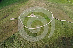 Historical mound Satrija in Samogitia, Lithuania, aerial