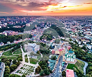 Historical Museum, St Andrew Church and excavations of Church of the Tithes in Kiev, Ukraine photo