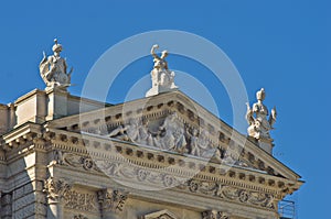 Historical and Mythological architectural details at Hofburg palace in Vienna