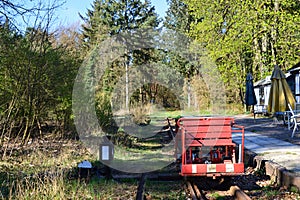 Historical Narrow Gauge Rail Way in Spring in the Village Hollige, Lower Saxony