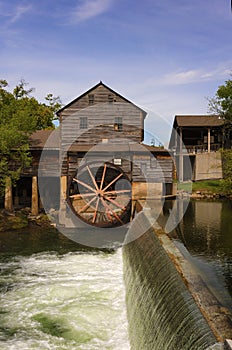 Historical Old Grist Mill along the Little Pigeon River in Tennessee