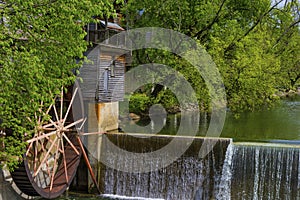 Historical Old Grist Mill along the Little Pigeon River in Tennessee