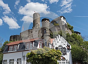 The historical old town of Eppstein Hesse with castle ruins