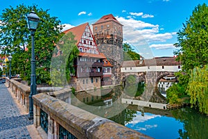 Historical old town with view of Weinstadel building, water towe