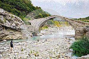 Historical Ottoman Kadiu Bridge in Albania