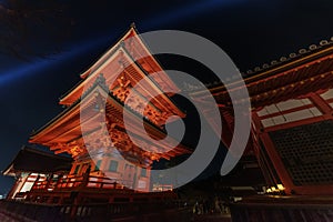 Historical pagoda tower in Kiyomizu Temple in Kyoto, Japan