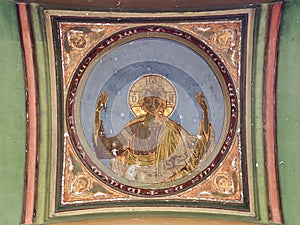 Icon in Dome, 1695 Sinaia Eastern Orthodox Monastery, Romania.