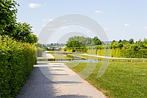 Historical park with garden and canal at Hermitage (Eremitage) Museum in Bayreuth, Bavaria, Germany