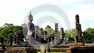 Historical Park Wat Mahathat temple bhudda statue