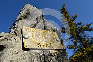 A Historical Placer Gold Mine Stake photo