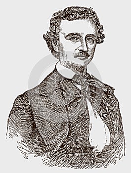 Historical portrait of Edgar Allan Poe, the american writer photo