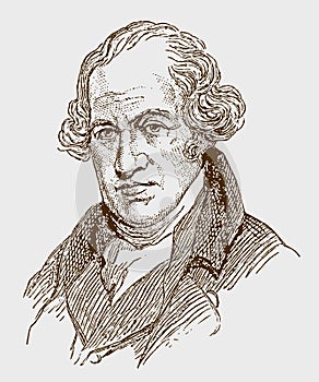 Historical portrait of James Watt the famous inventor, engineer and chemist