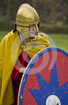 Historical Re-enactment of Roman Cavalry and Infantry soldiers at Northumberland, May 2012.