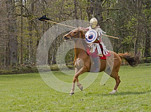 Historical Re-enactment of Roman Cavalry and Infantry soldiers at Northumberland, May 2012.