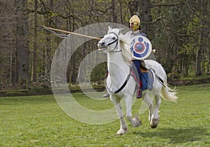 Historical Re-enactment of Roman Cavalry and Infantry soldiers at Northumberland, May 2012.