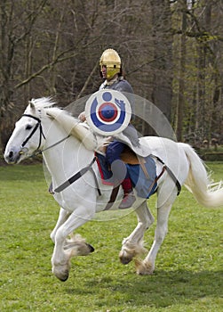 Historical Re-enactment of Roman Cavalry and Infantry soldiers at Northumberland, May 2012.