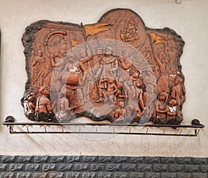 Historical Realistic art On wall Tilak Ganpati Pune Maharashtra India photo