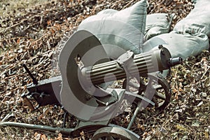 Historical reconstruction second world war. Machine gun.