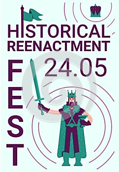 Historical reenactment festival poster flat vector template