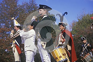 Historical Reenactment, New Windsor, NY, American Revolutionary War, Fife and Drummers in Fall Encampment