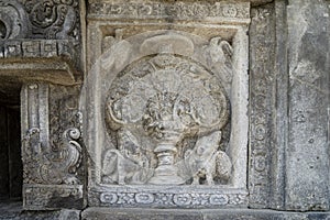 Historical reliefs on Prambanan temple building photo