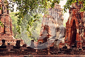 Historical and religious architecture of Thailand - ruins of old Siam capital Ayutthaya.