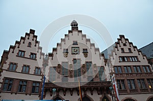 Historical Romer Square in the city of Frankfurt Main, Germany