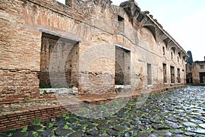 Historical ruins of ancient city Ostia Antica, Italy