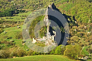 Historical ruins of castle Lednica in Slovakia