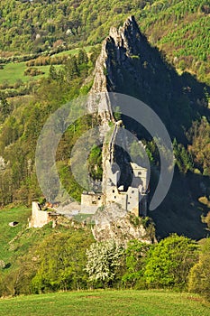 Historical ruins of castle Lednica in Slovakia