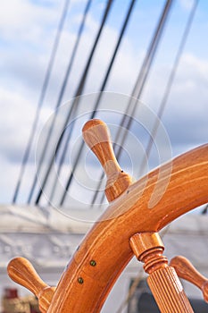 The Historical sailboat Fregatten Jylland - National treasure. Detail of the old Danish Ship Fregatten Jylland, national