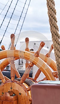 The Historical sailboat Fregatten Jylland - National treasure. Detail of the old Danish Ship Fregatten Jylland, national