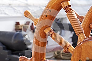 The Historical sailboat Fregatten Jylland - National treasure. Detail of the old Danish Ship Fregatten Jylland, national