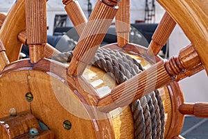 The Historical sailboat Fregatten Jylland - National treasure. Detail of the old Danish Ship Fregatten Jylland, national