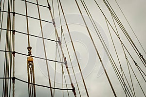 Historical sailship ropes ready for adventure