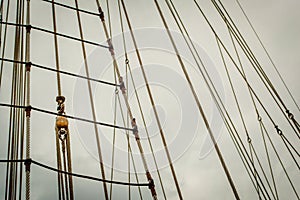 Historical sailship ropes ready for expedition