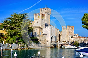 Historical Scaligero Castle in Sirmione, Italy photo