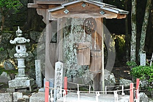 Historical scenery of Japan travel. Japanese old water well.