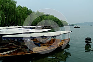 Historical ship along west lake side hangzhou city